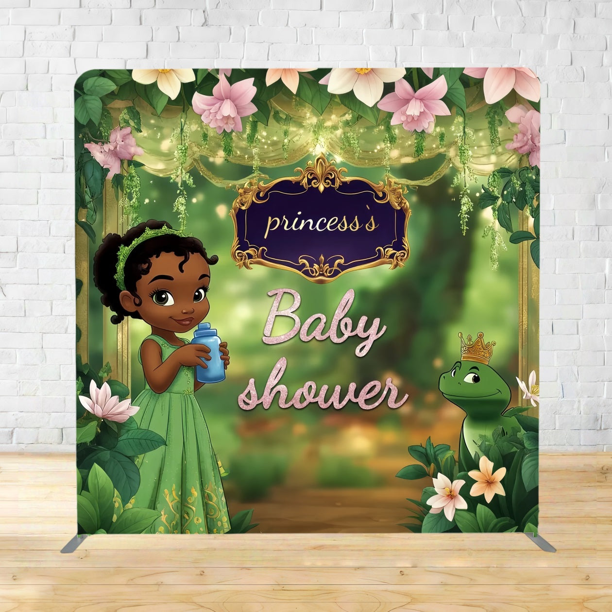 Tension Backdrop Green Princess Frog Garden Baby Shower Backdrops TSCSH2-208