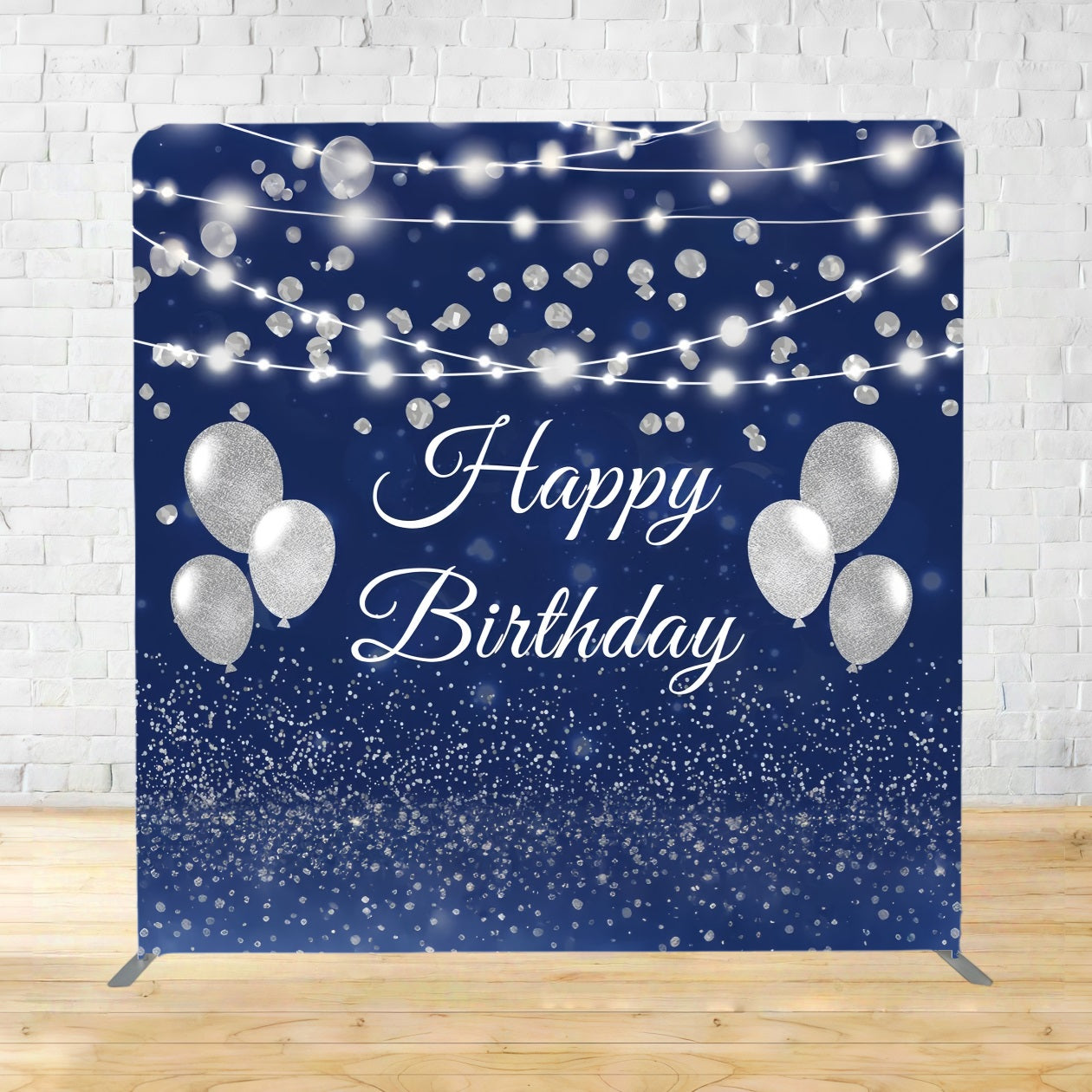 Tension Backdrop Silver Lights Navy Shine Birthday Party Backdrop TSD776