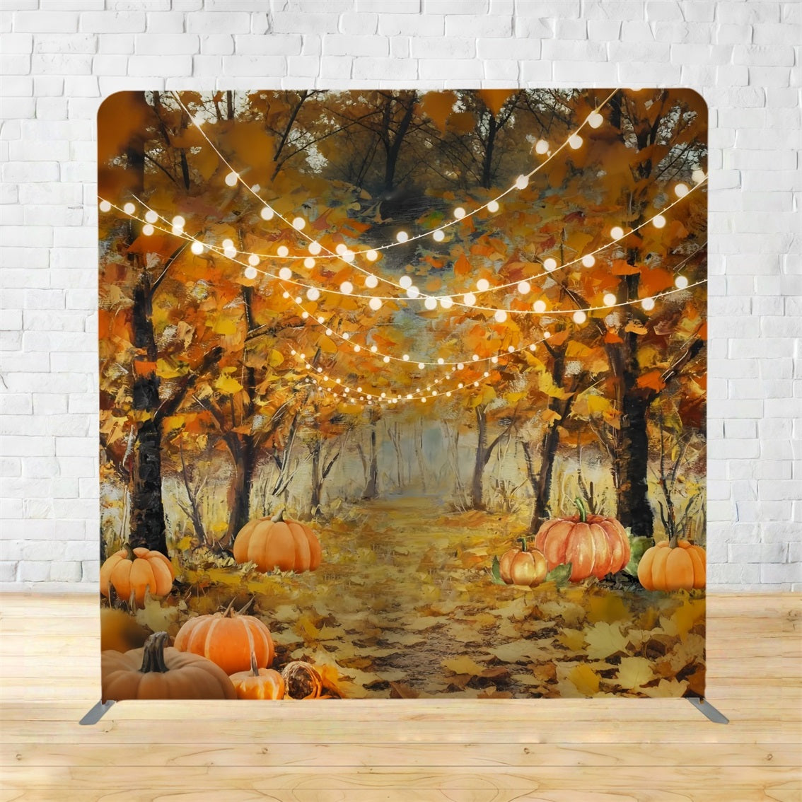 Square Backdrop Golden Forest Pumpkin Path Autumn Backdrop TSD827