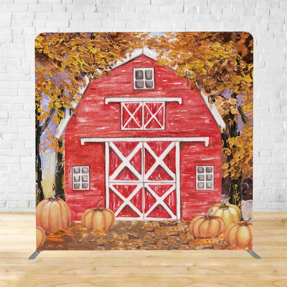 Square Backdrop Rustic Barn Pumpkin Harvest Thanksgiving Backdrop TSD859