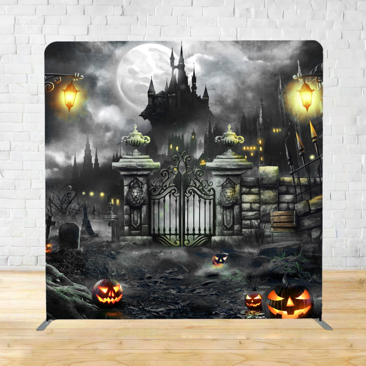 Square Backdrop Castle Gate Pumpkin Path Halloween Backdrops TSD909