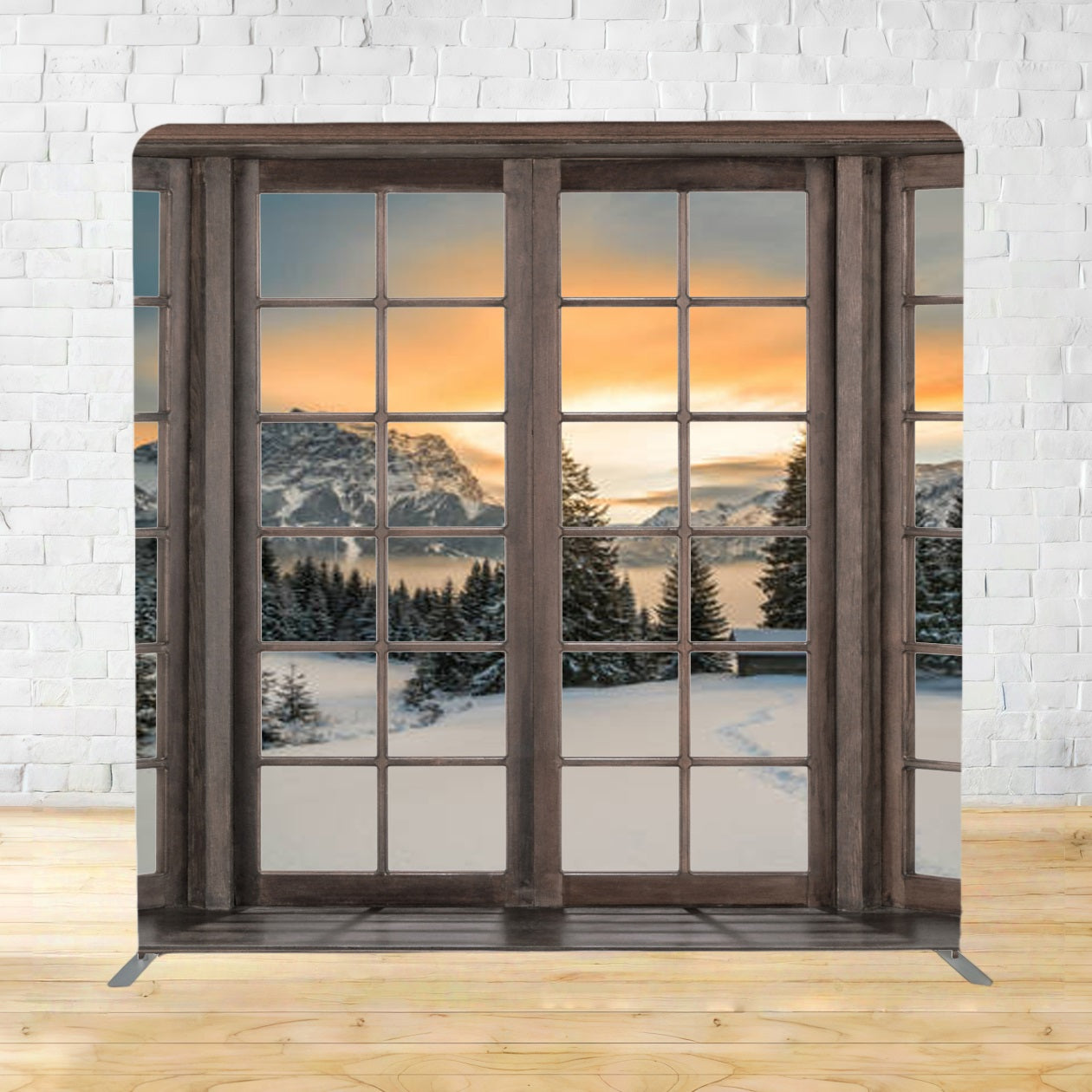 Square Backdrop Winter Window Mountain Sunset Winter Backdrop TSD952