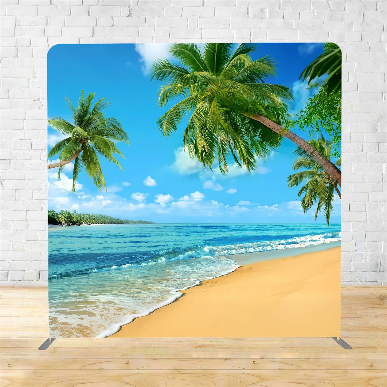 Tension Backdrops Tropical Palm Beach Blue Sky Summer Backdrop TSG-502