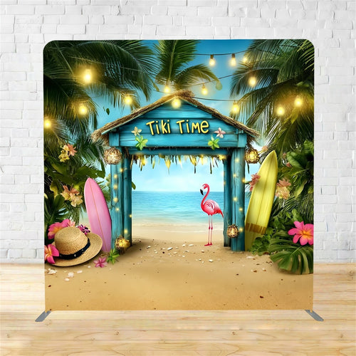 Square Backdrops Tiki Hut Flamingo Surf Decor Summer Backdrop TSGQ6-30