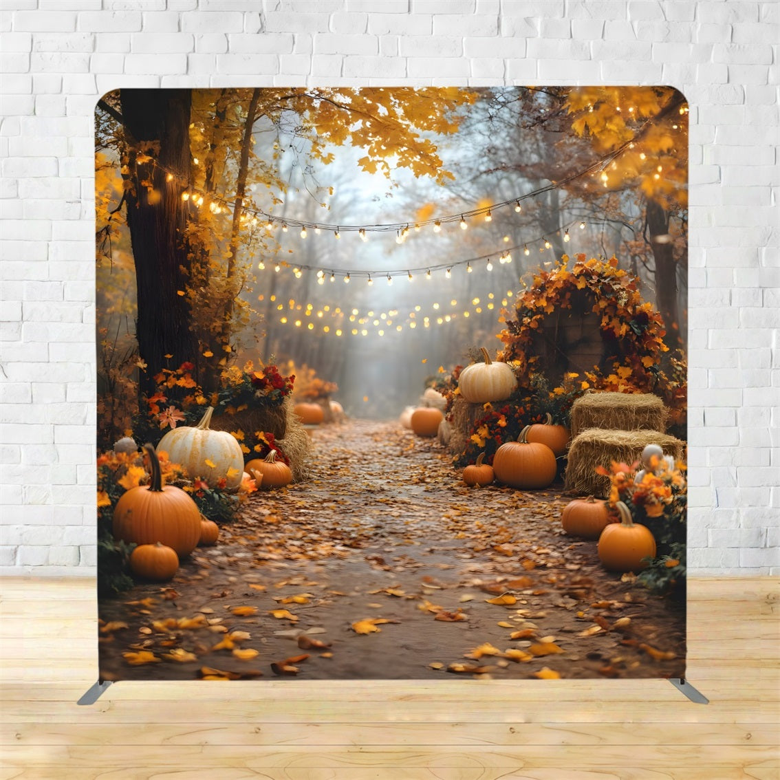 Square Backdrop Cover Fall Pathway Pumpkin Glow Fall Backdrops TSRR8-3