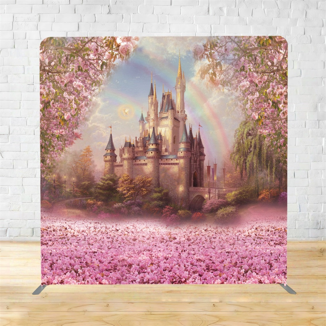 Square Backdrops Pink Castle Rainbow Blossom Wedding Backdrop TSS-2711