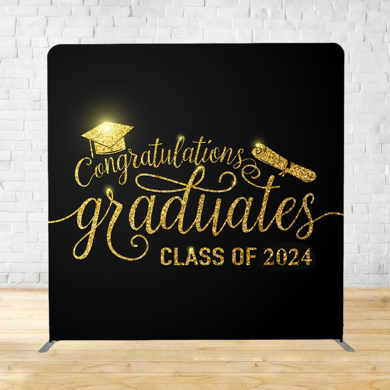 Square Backdrops Shiny Gold Letter Script Graduation Backdrops TSSH-253