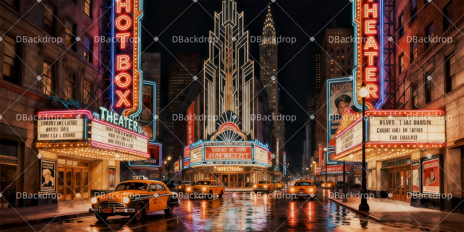 Movie Theater Backdrop Times Square Professional Stage Backdrops TWW511-T80