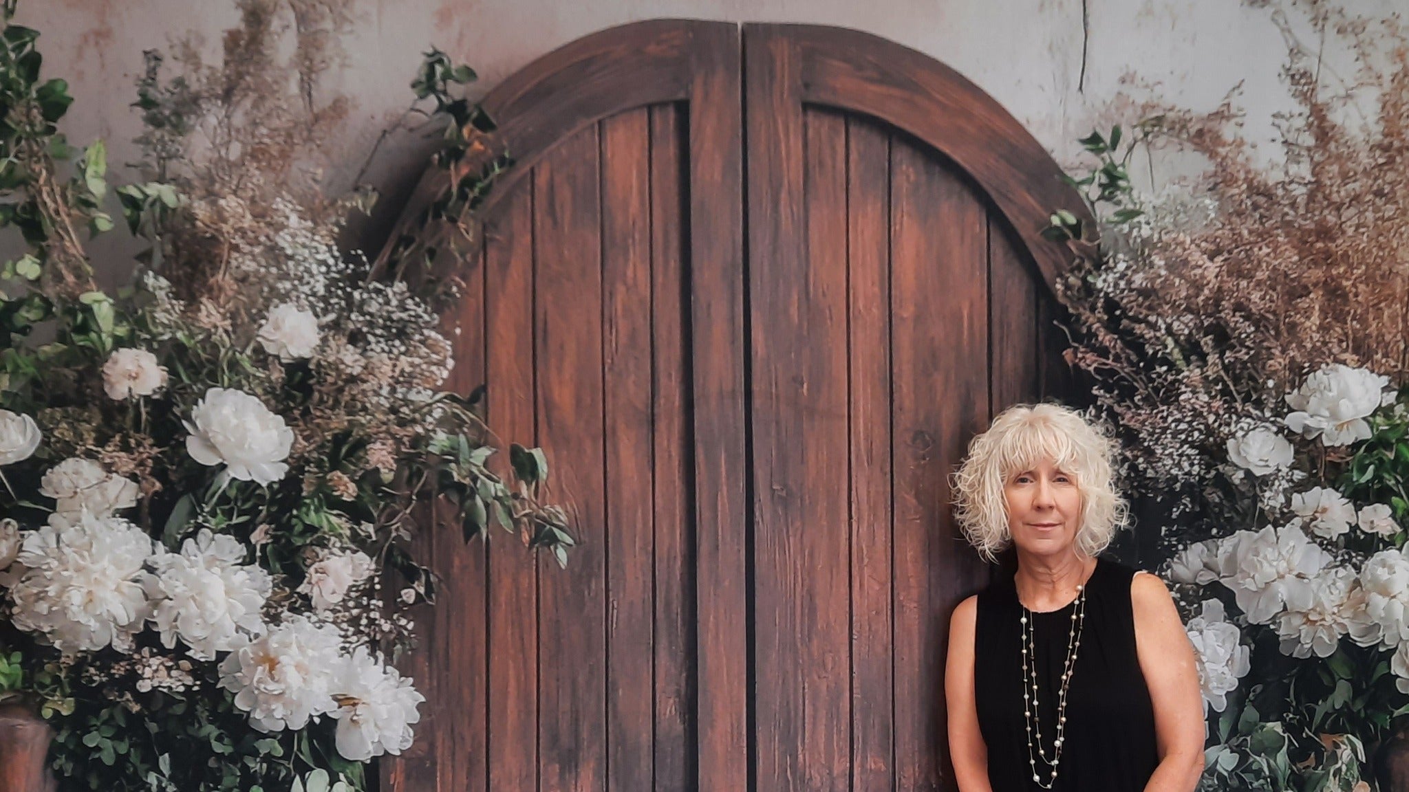 Spring Backdrop Photography Chic Boho White Flower Door Backdrop TWW2-11