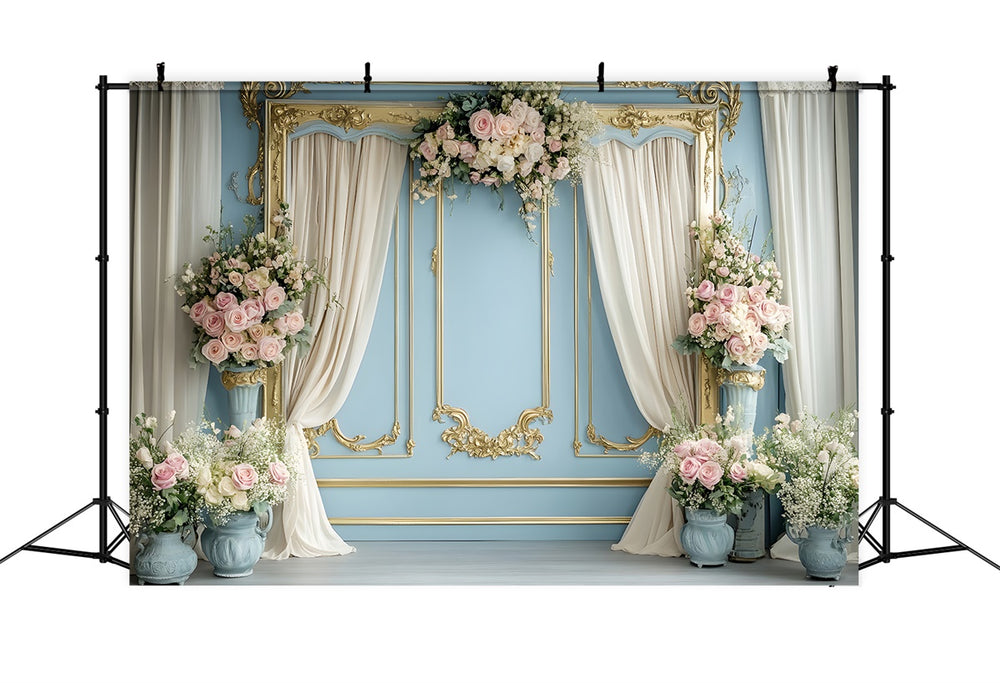 Spring Backdrop Frame Backdrops For Spring Romantic Flower Golden Frame Backdrop TWW2-28