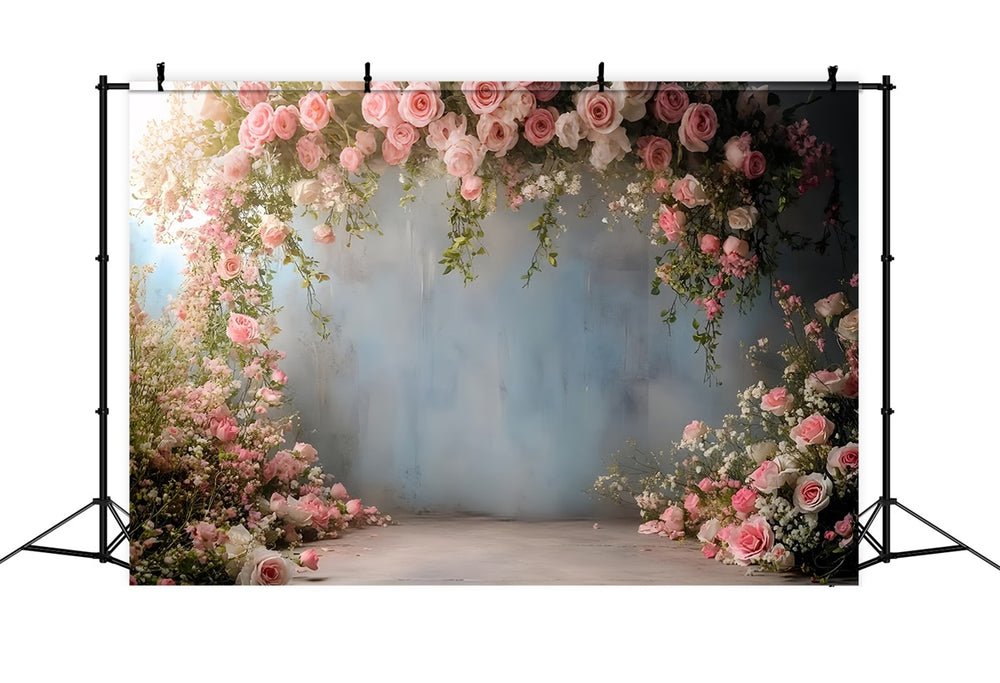 Pink Spring Backdrop Spring Floral Backdrop Elegant Pink Rose Arch Backdrop TWW2-36