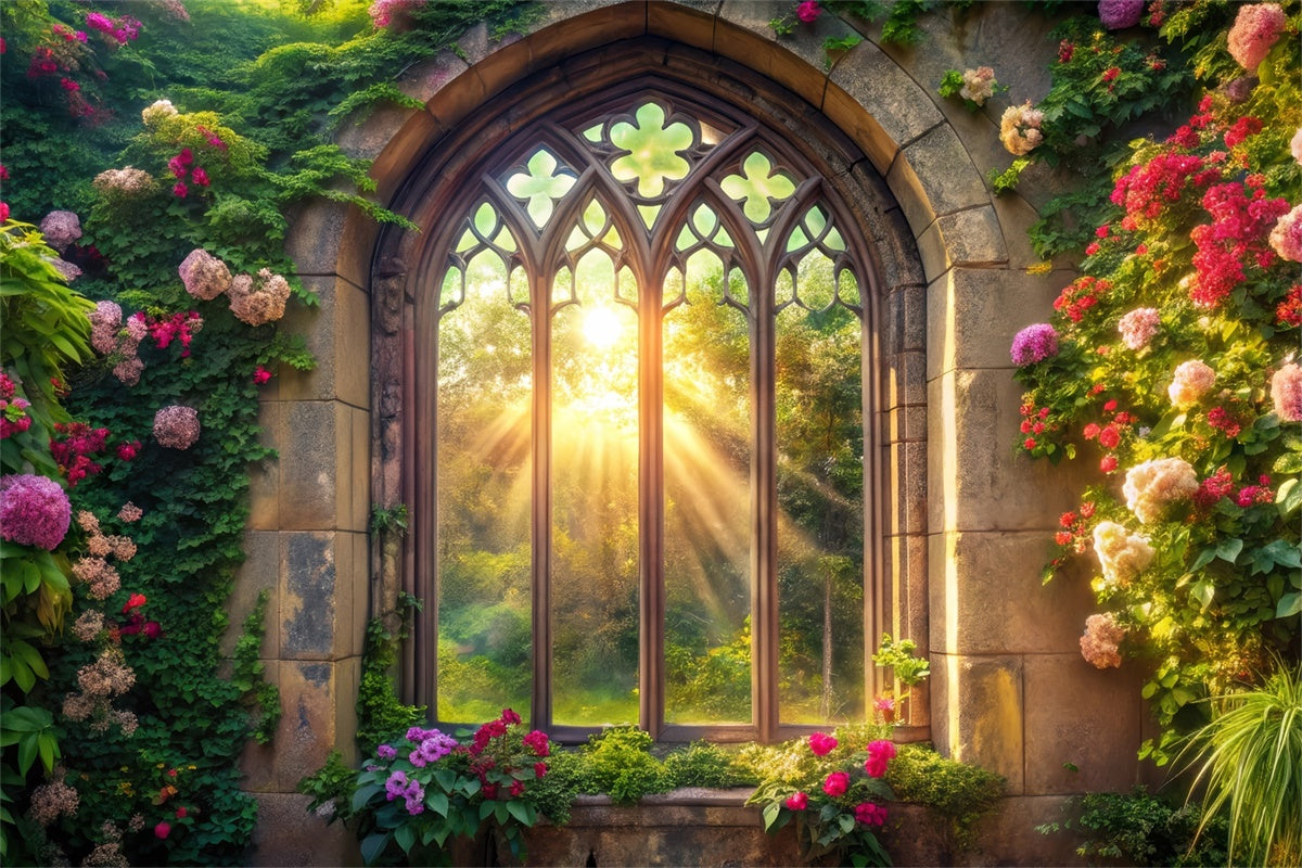 Window Well Backdrops Spring Photo Backdrop Enchanted Ivy Covered Window Backdrop TWW2-8