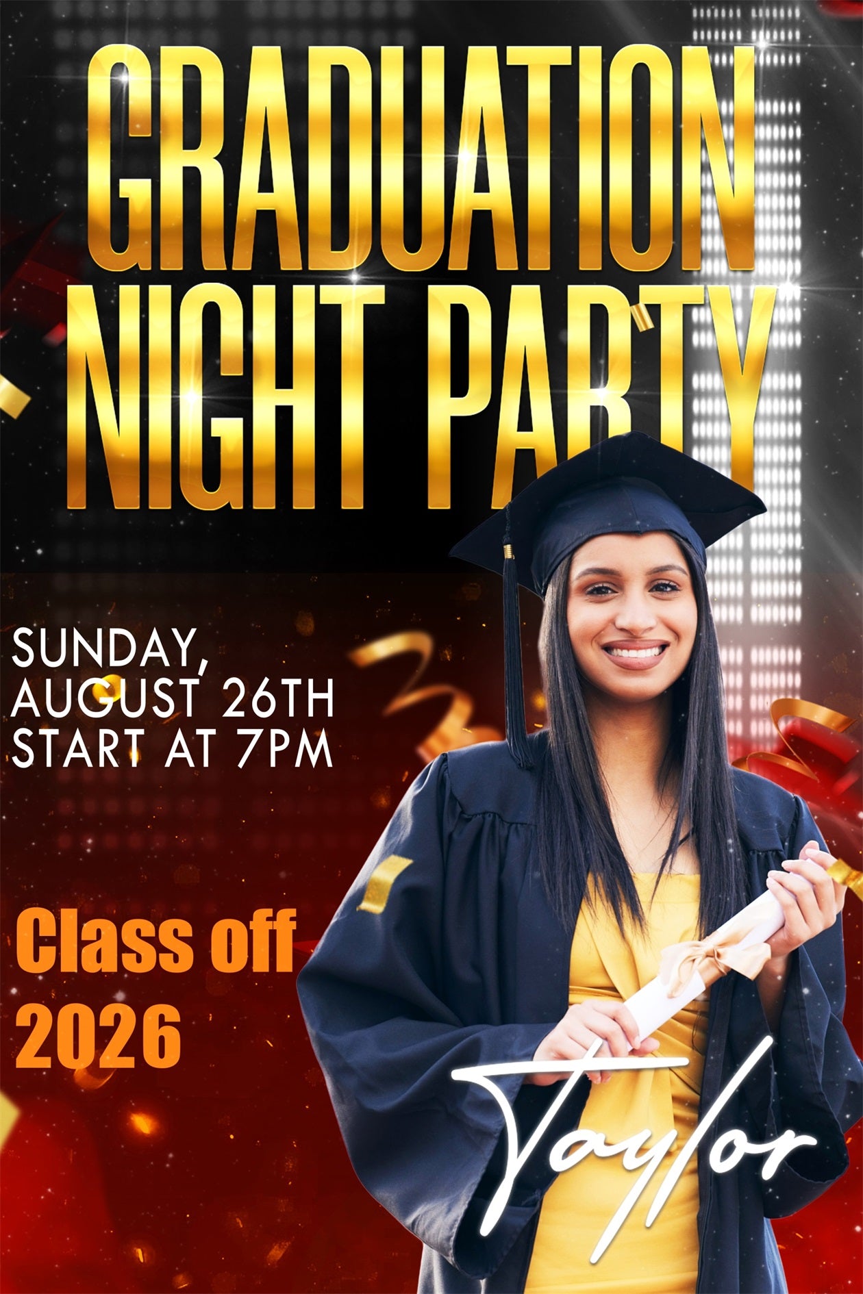 Graduation Backdrops Night Event Custom Party Graduation Backdrop TWW3