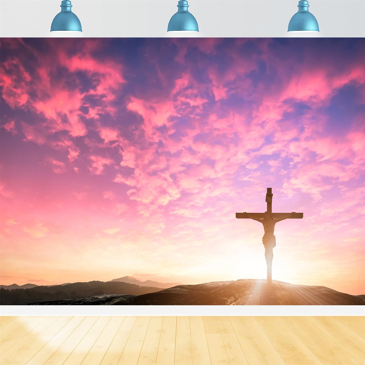 Easter Picture Ideas Sunrise Resurrection Cross Backdrop TWW3-4