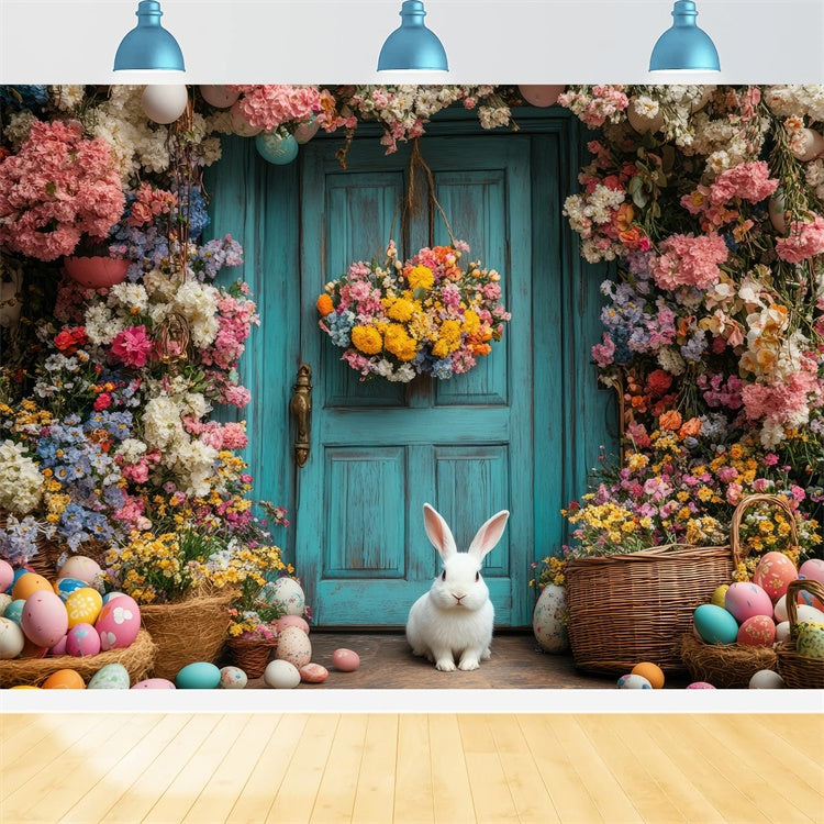 Easter Backdrop Colorful Egg Flower Entrance Backdrop TWW3-49