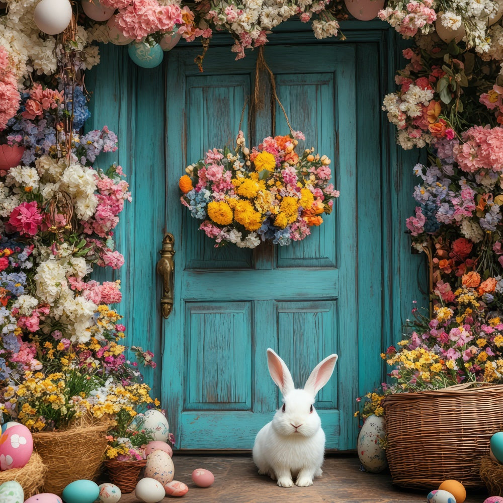 Easter Backdrop Colorful Egg Flower Entrance Backdrop TWW3-49