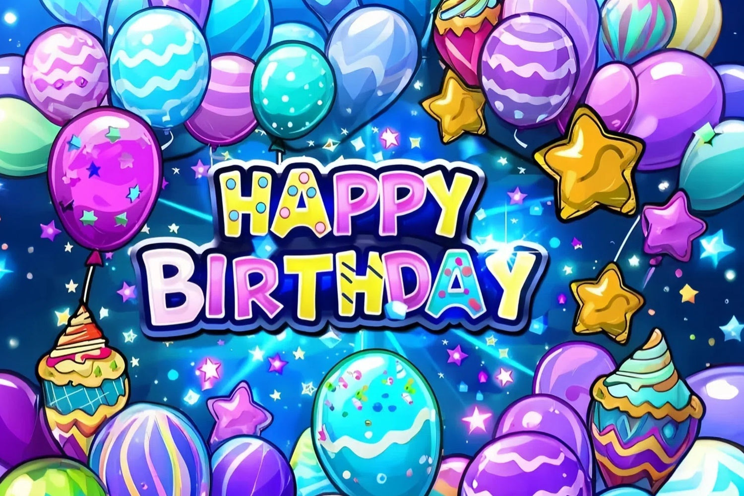 Personalized Birthday Backdrops Colorful Balloon Fantasy Backdrop TWW3-69