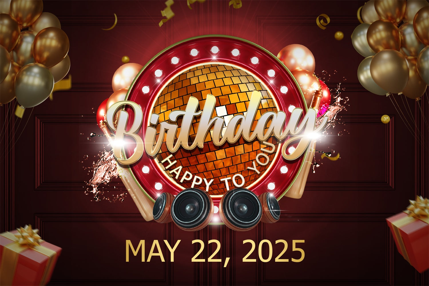 Customized Birthday Backdrop Luxury Gold Party Balloon Backdrop TWW3-74