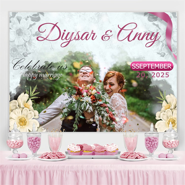 Wedding Backdrop Ideas Vintage Floral Personalized Backdrop TWW3-85