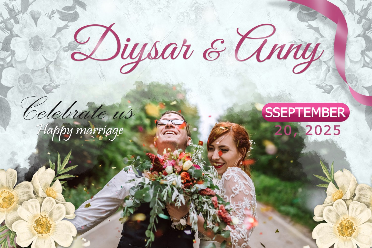 Wedding Backdrop Ideas Vintage Floral Personalized Backdrop TWW3-85