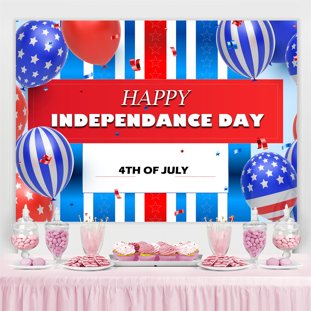 Independence Day Backdrops Balloons 4th of July Backdrop TWW4-11