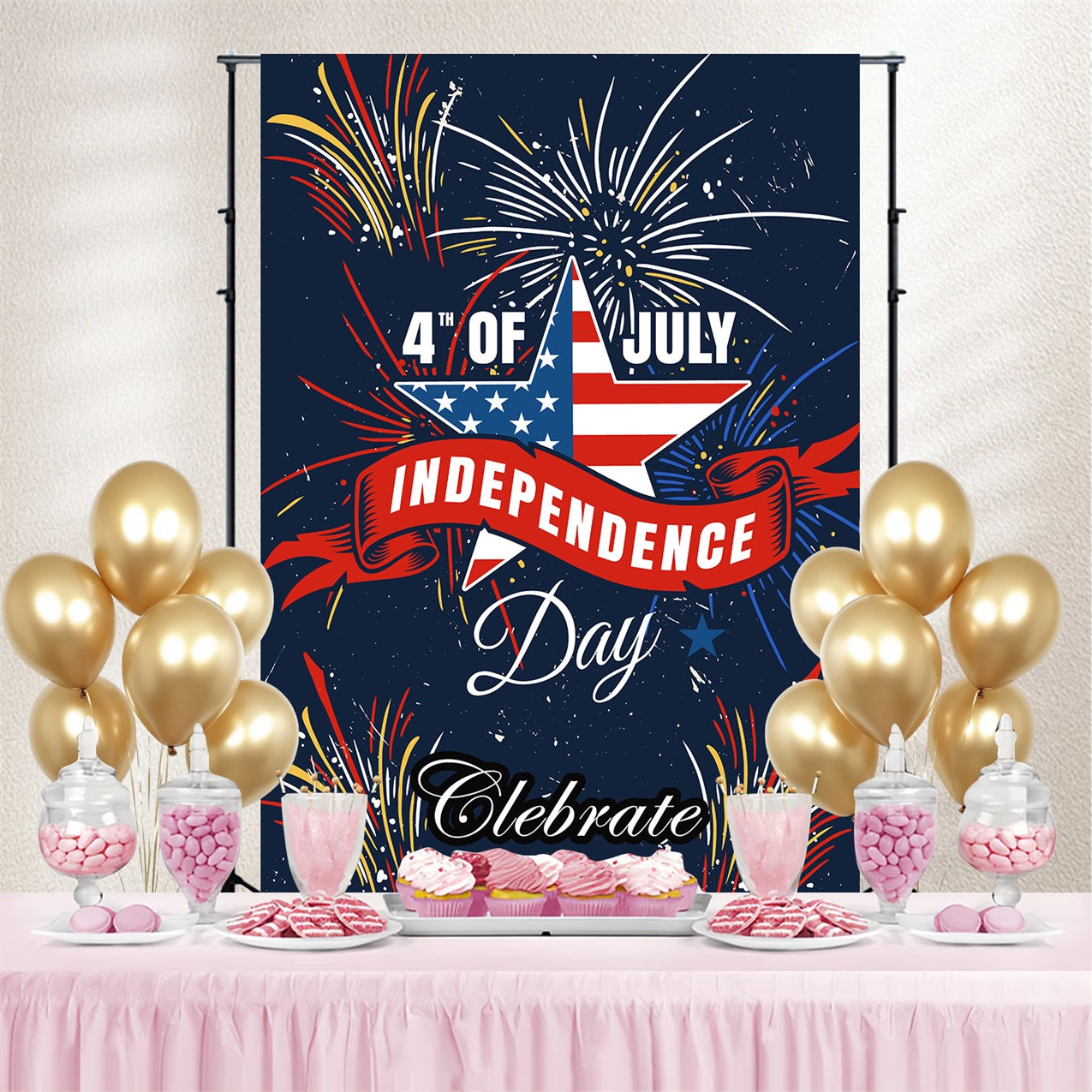 4th of July Fireworks Photo Backdrop Patriotic Celebration Backdrop TWW4-16