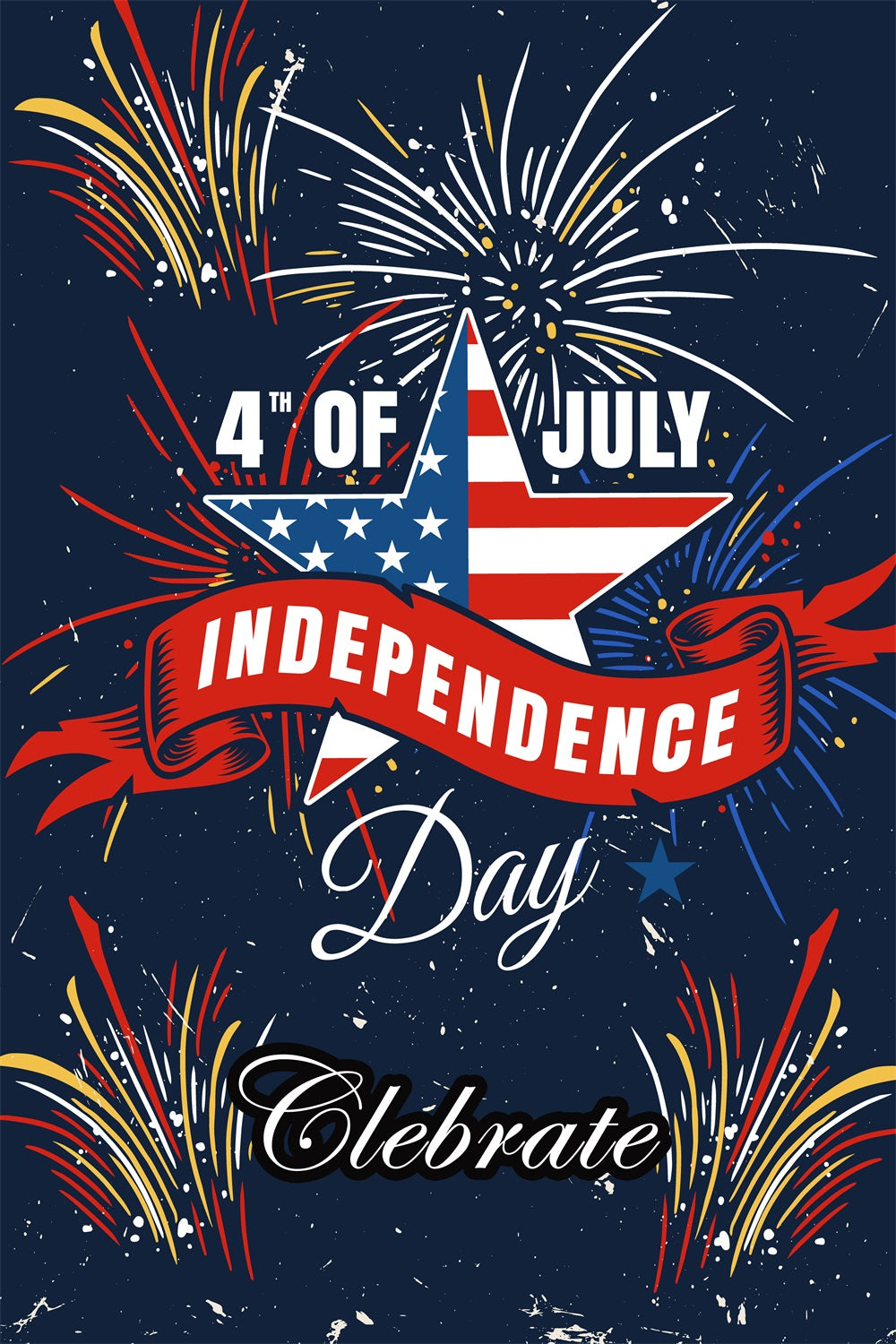 4th of July Fireworks Photo Backdrop Patriotic Celebration Backdrop TWW4-16