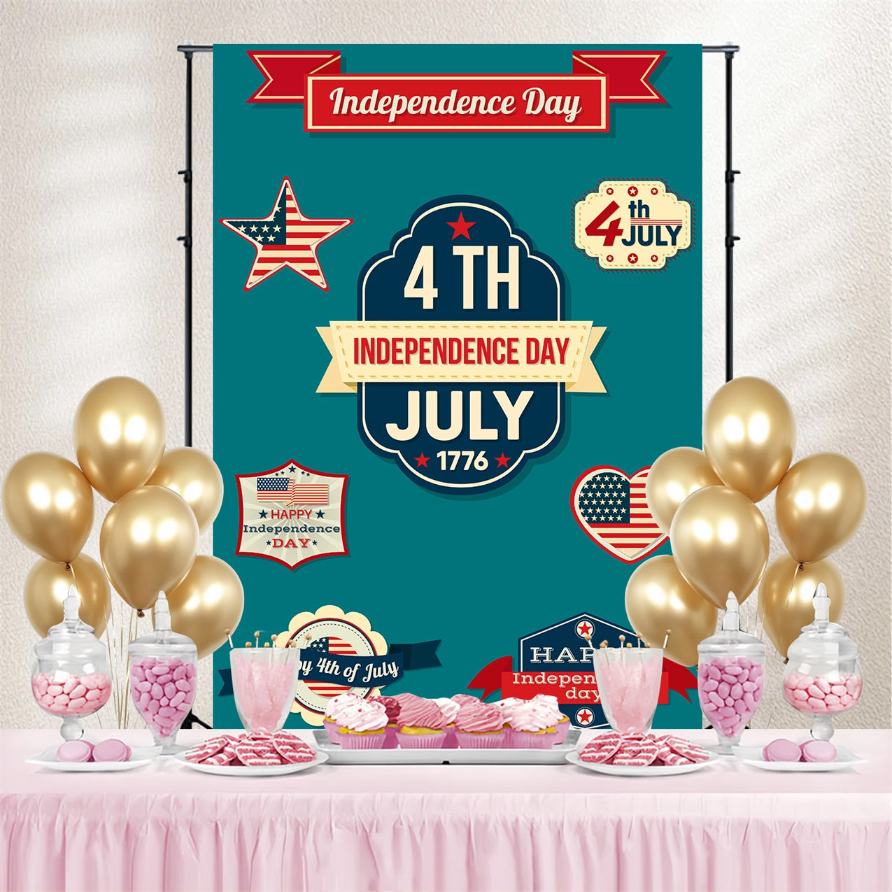 4th of July Backdrops USA Emblem Vintage Typography Backdrop TWW4-5