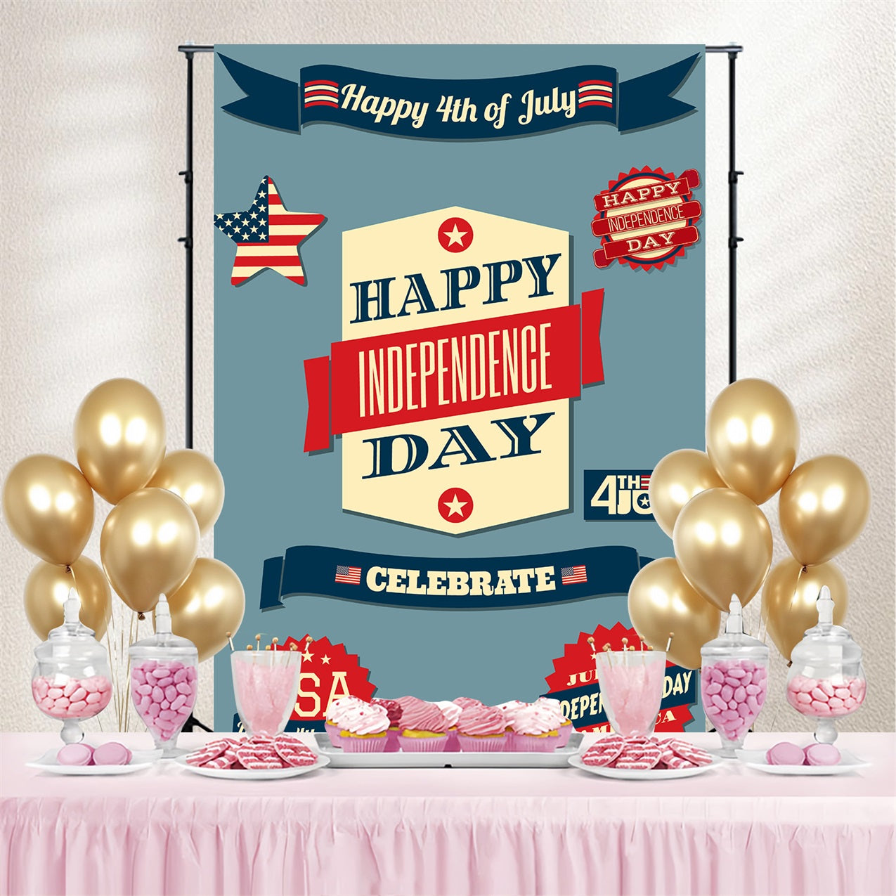 Independence Day Backdrop Stamp Style Emblem Backdrop TWW4-6