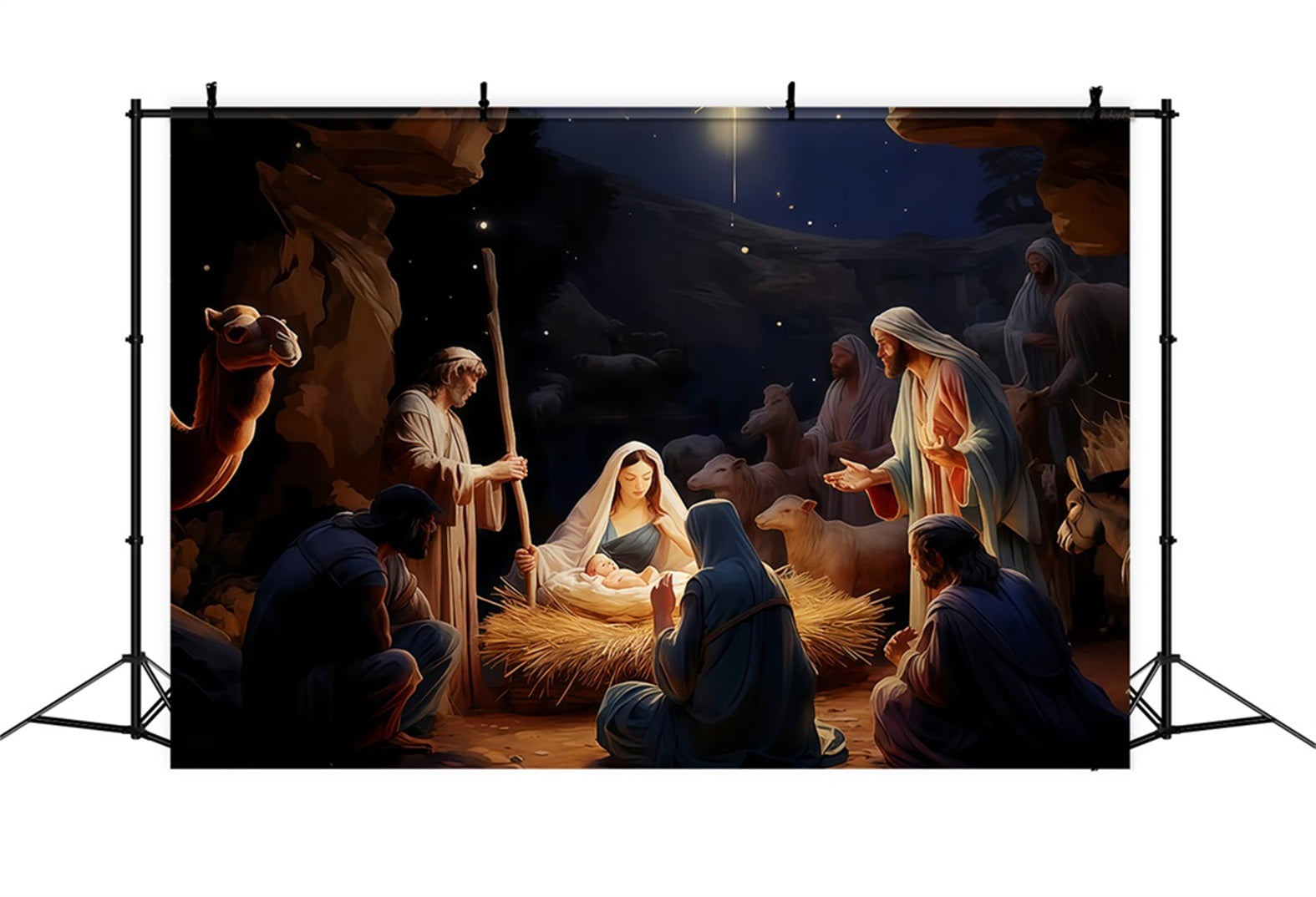 Nativity Backdrop Holy Family Nativity Night Christmas Photography Backdrops TWW510-102