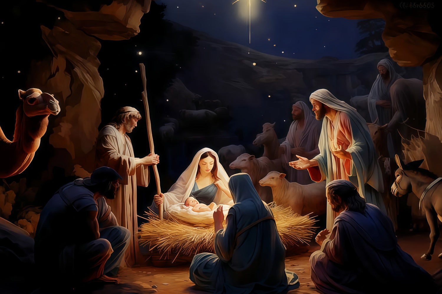 Nativity Backdrop Holy Family Nativity Night Christmas Photography Backdrops TWW510-102