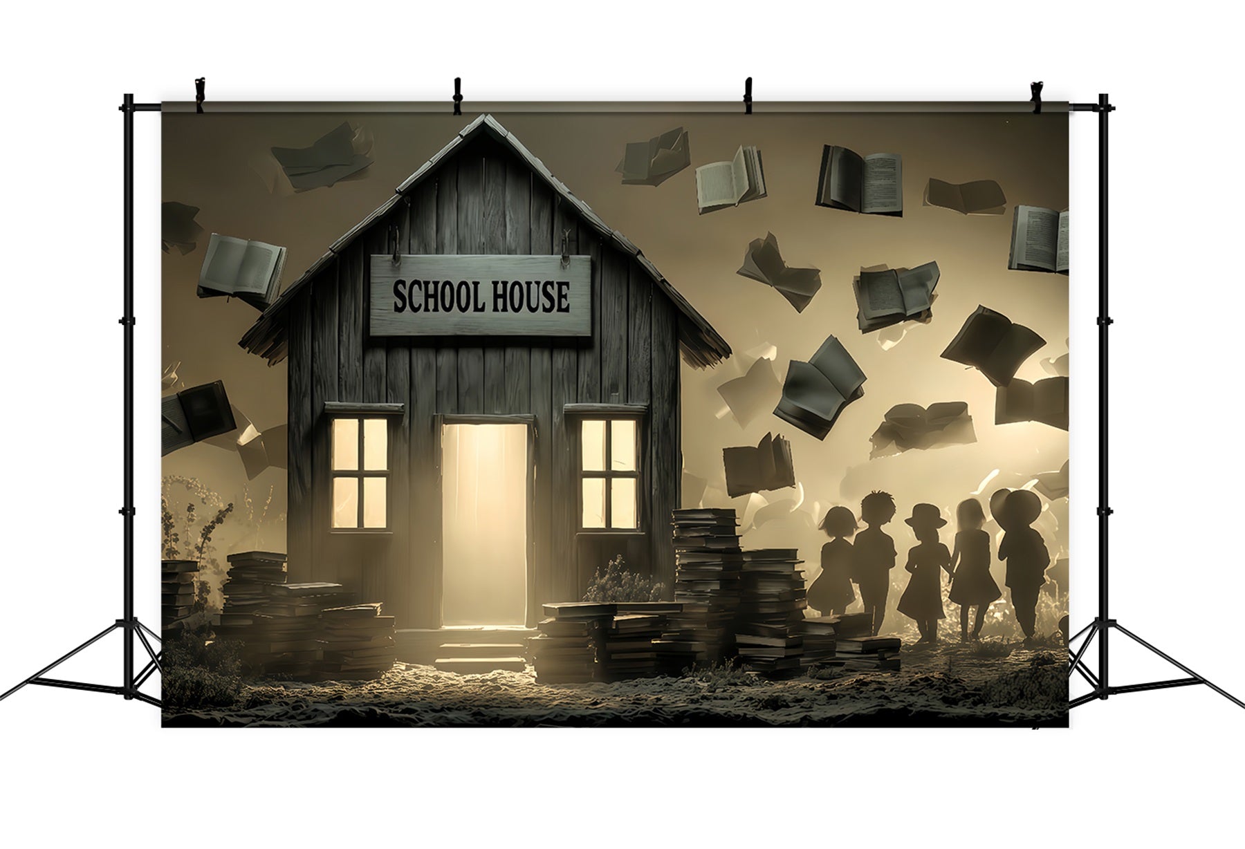 Haunted Mansion Backdrop Haunted Schoolhouse Books Halloween Backdrops TWW510-2