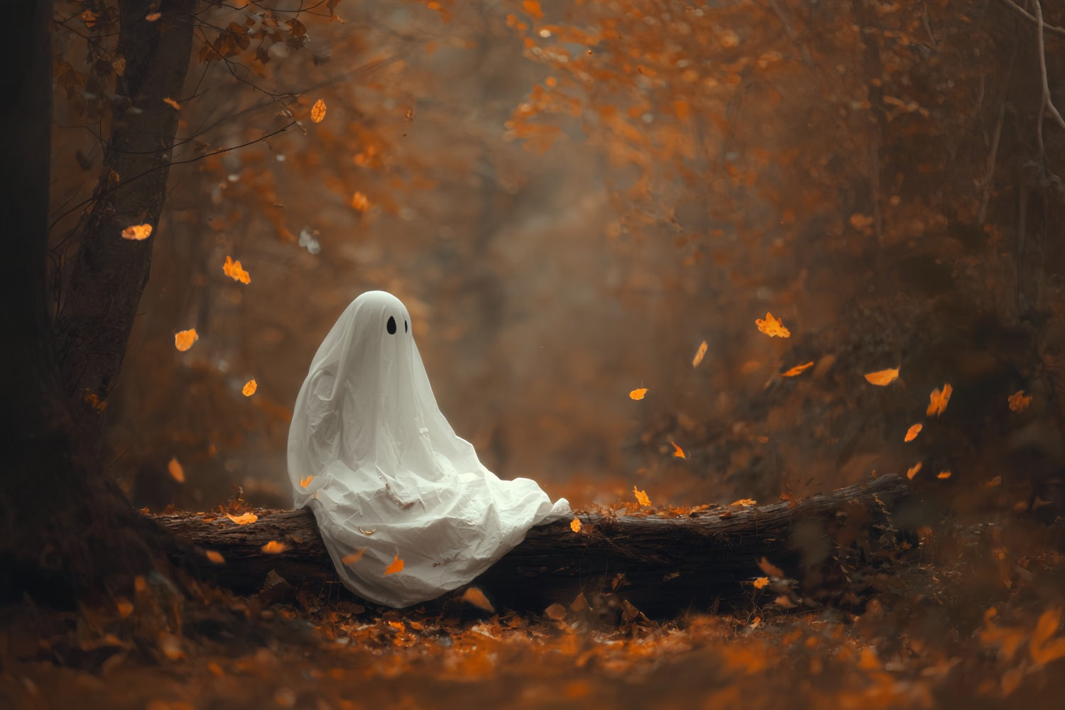 Halloween Ghost Backdrop Autumn Forest Lonely Ghost Spooky Halloween Backdrop TWW510-48