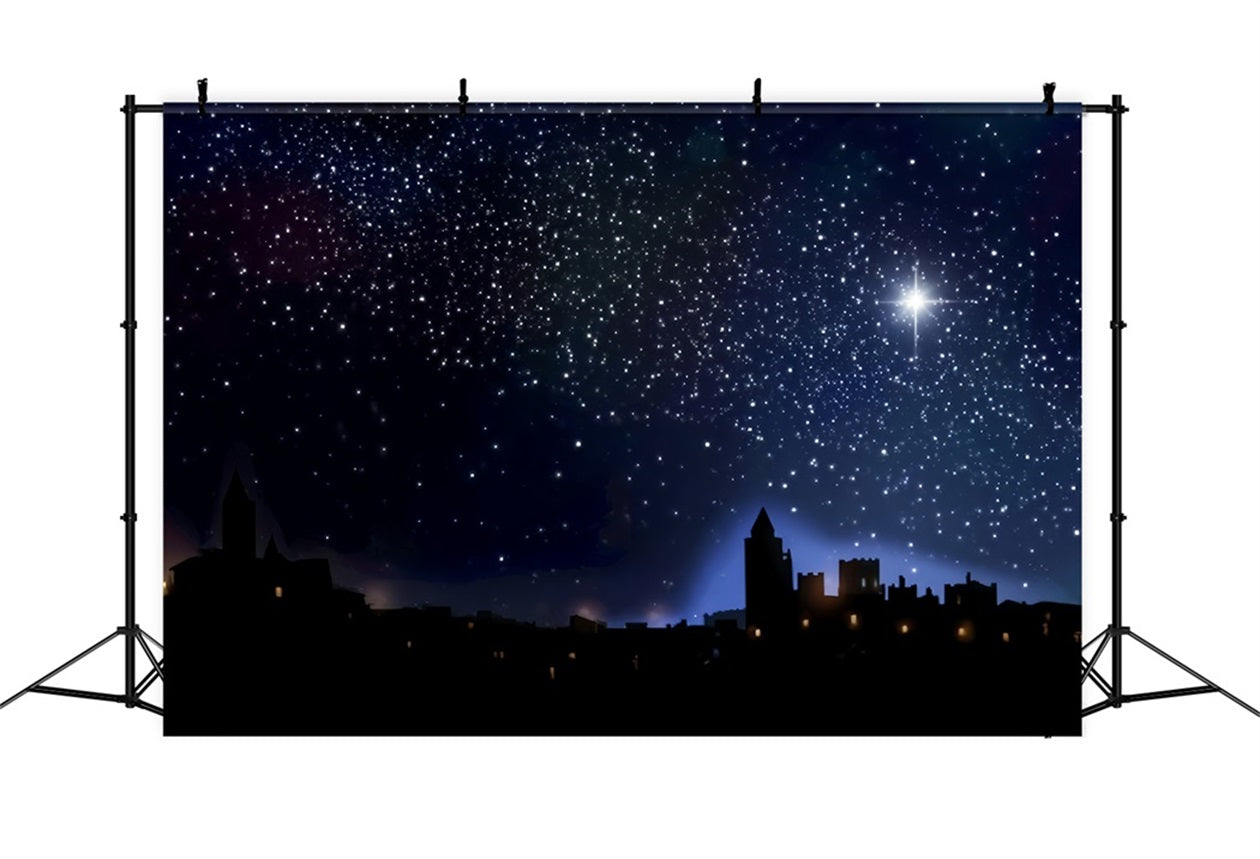 Nativity Backdrop Starry Bethlehem Holy Night Christmas Photo Backdrops TWW510-53