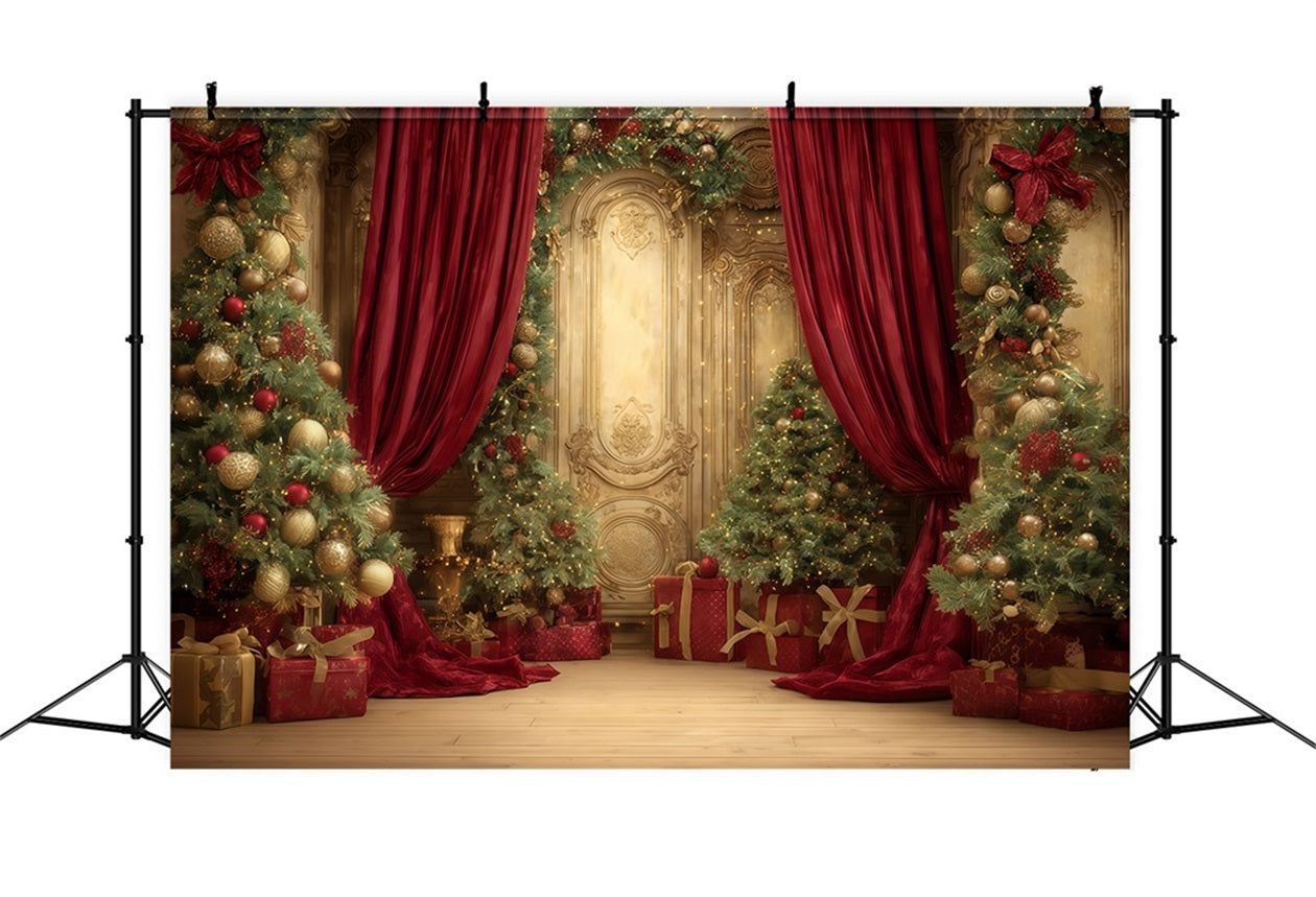 Christmas Wall Backdrop Golden Palace Festive Elegance Christmas Backdrops TWW510-54