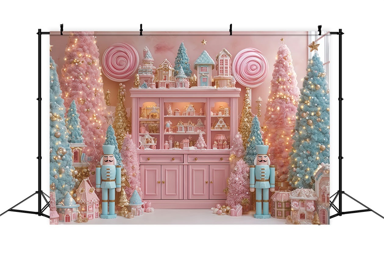 Nutcracker Backdrop Candyland Pastel Pink Trees Christmas Backdrop TWW510-62