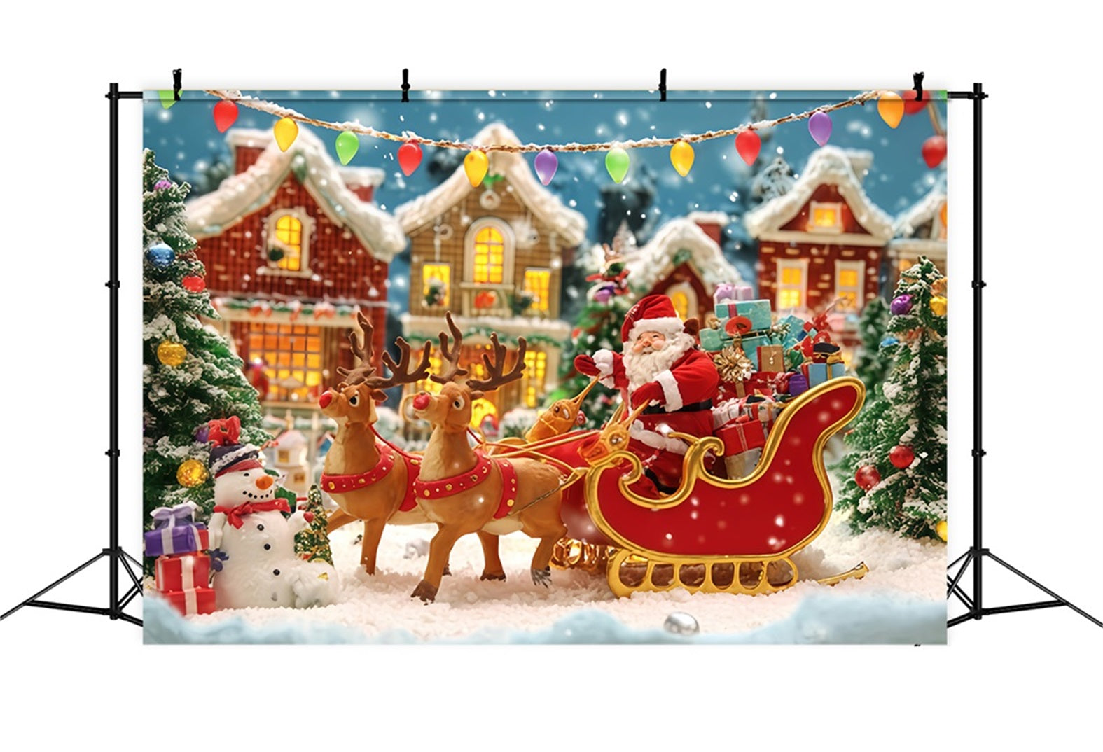 Santa Backdrop Santa Sleigh Village Parade Christmas Backdrops Sale TWW510-68