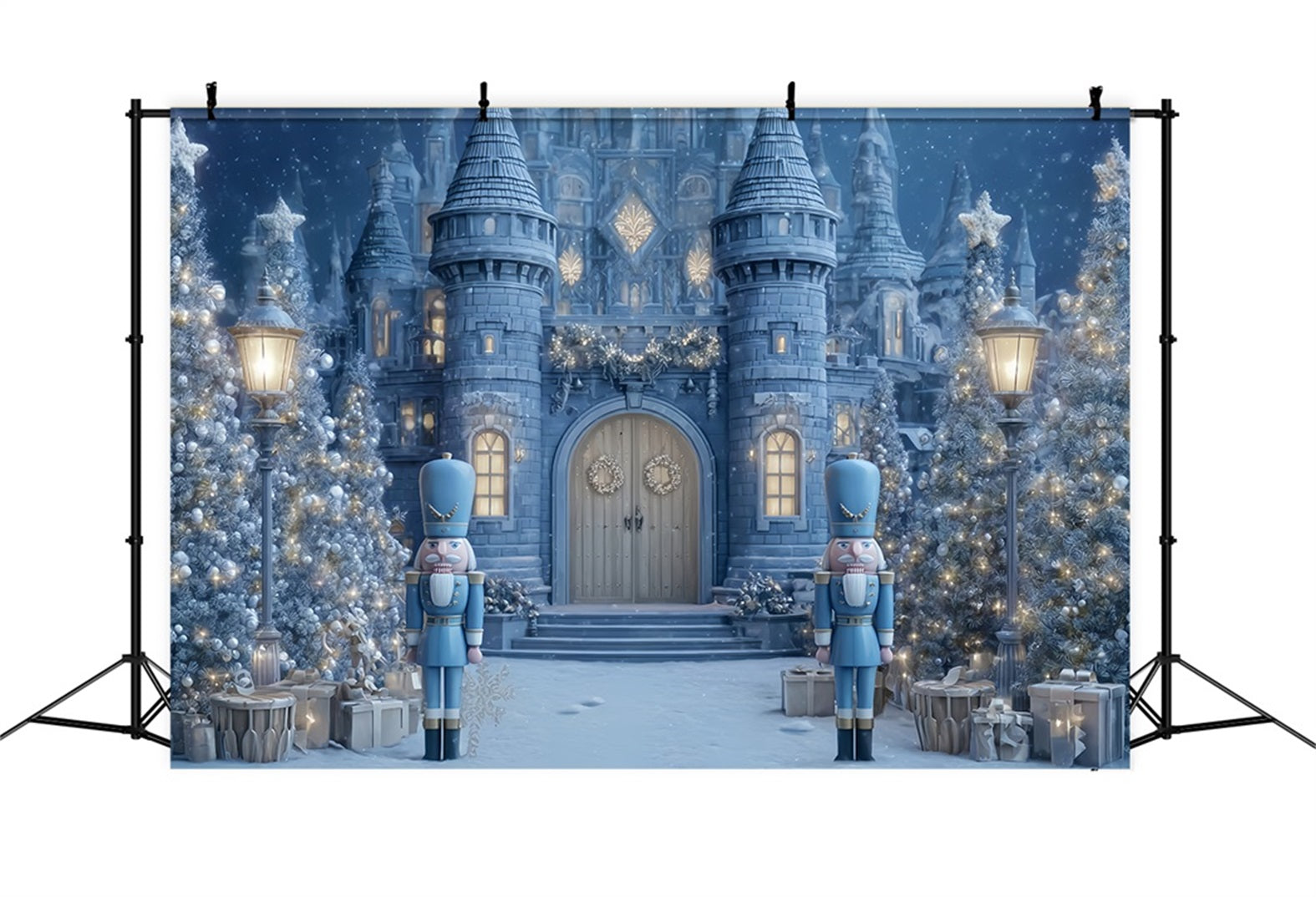 Nutcracker Backdrop Blue Nutcracker Castle Gate Christmas Backdrop Ideas TWW510-69