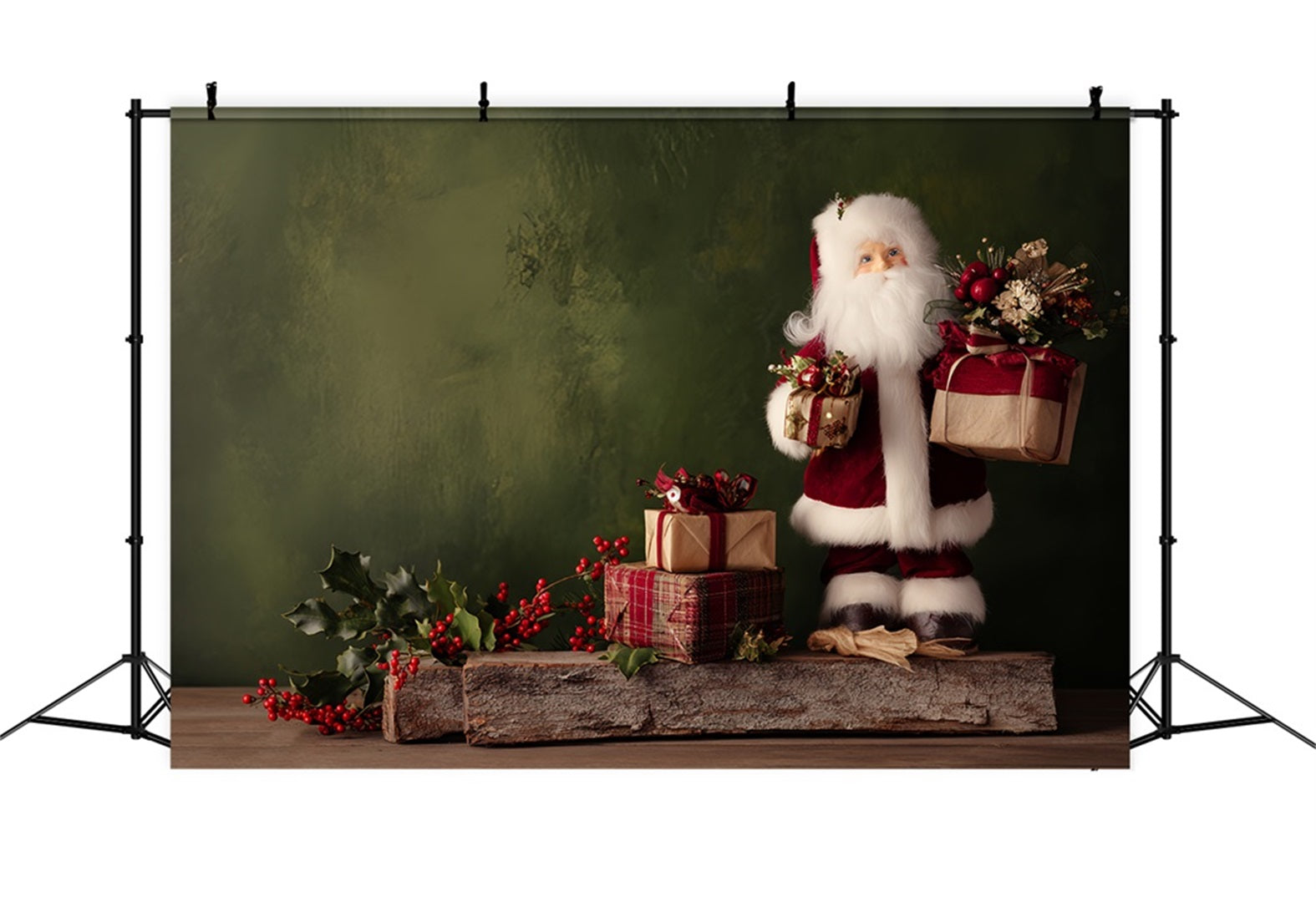 Santa Backdrop Rustic Santa Gift Table Christmas Photography Backdrops TWW510-71