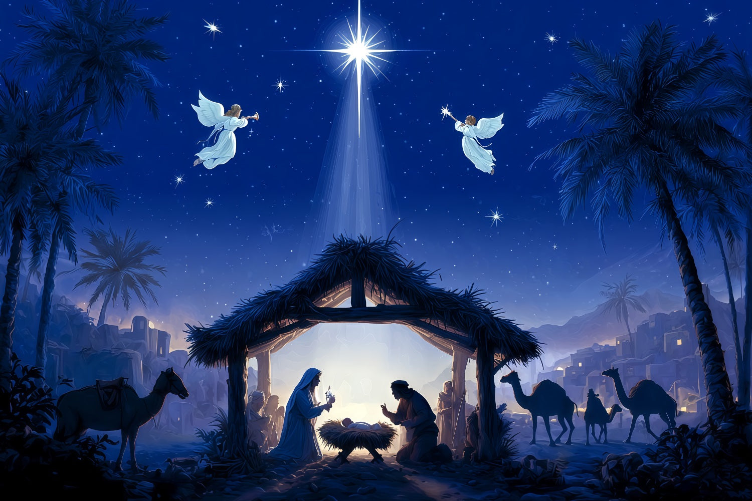 Nativity Backdrop Holy Night Nativity Star Christmas Backdrop TWW510-72