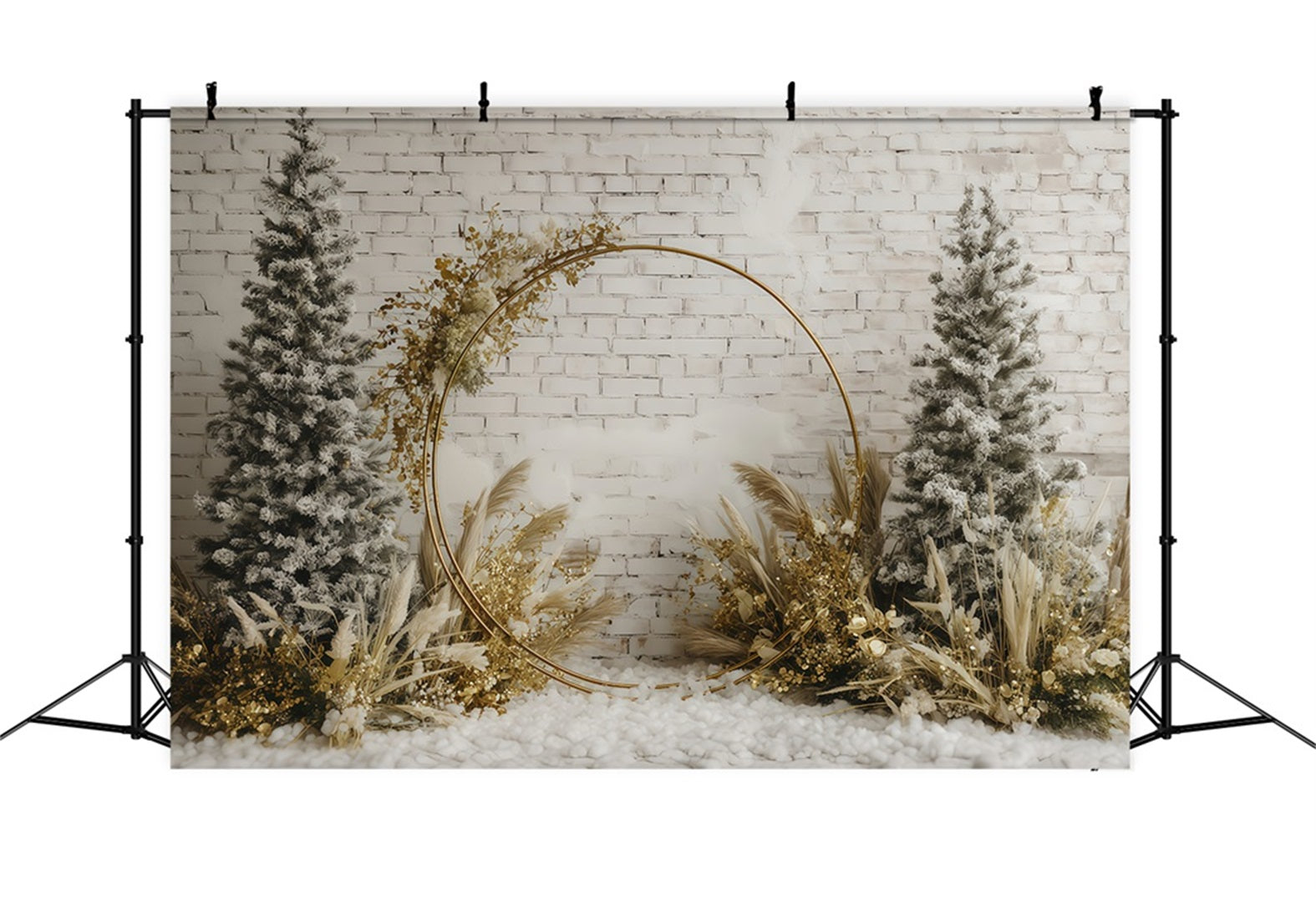 Christmas Wall Backdrop Golden Rustic Winter Arch Christmas Backdrops Sale TWW510-76