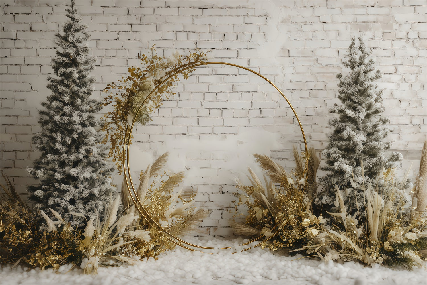 Christmas Wall Backdrop Golden Rustic Winter Arch Christmas Backdrops Sale TWW510-76