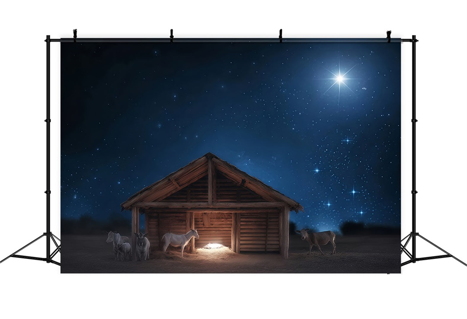Nativity Backdrop Silent Night Manger Glow Christmas Backdrop Ideas TWW510-77