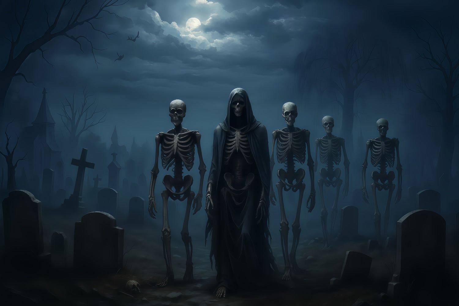 Halloween Ghost Backdrop Skeleton Army Midnight March Spooky Halloween Backdrop TWW510-8