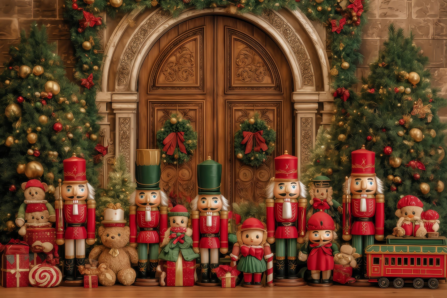 Nutcracker Backdrops Nutcracker Toy Soldier Display Christmas Backdrop Ideas TWW510-85