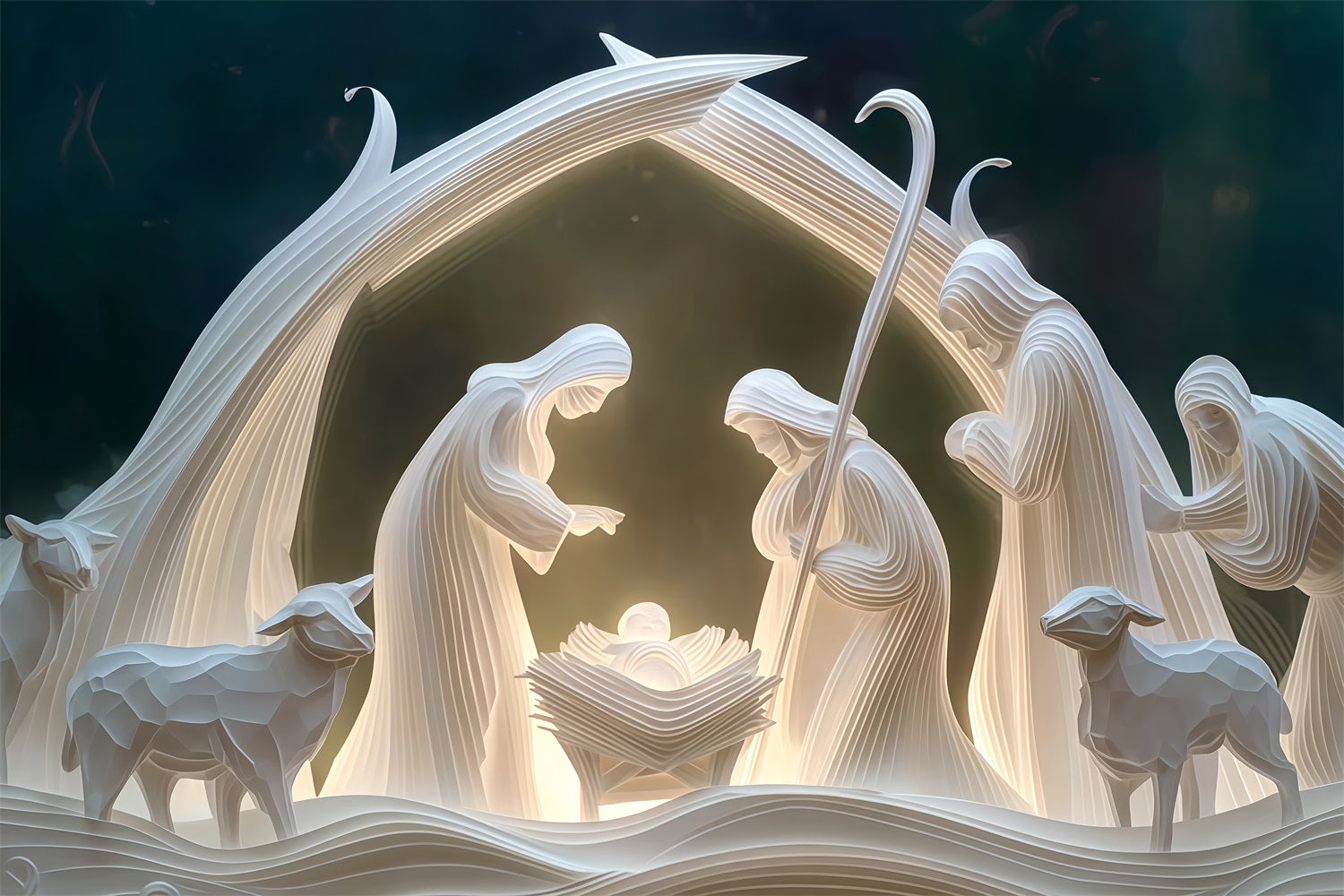 Nativity Backdrop Paper Sculpture Holy Nativity Christmas Backdrop TWW510-86