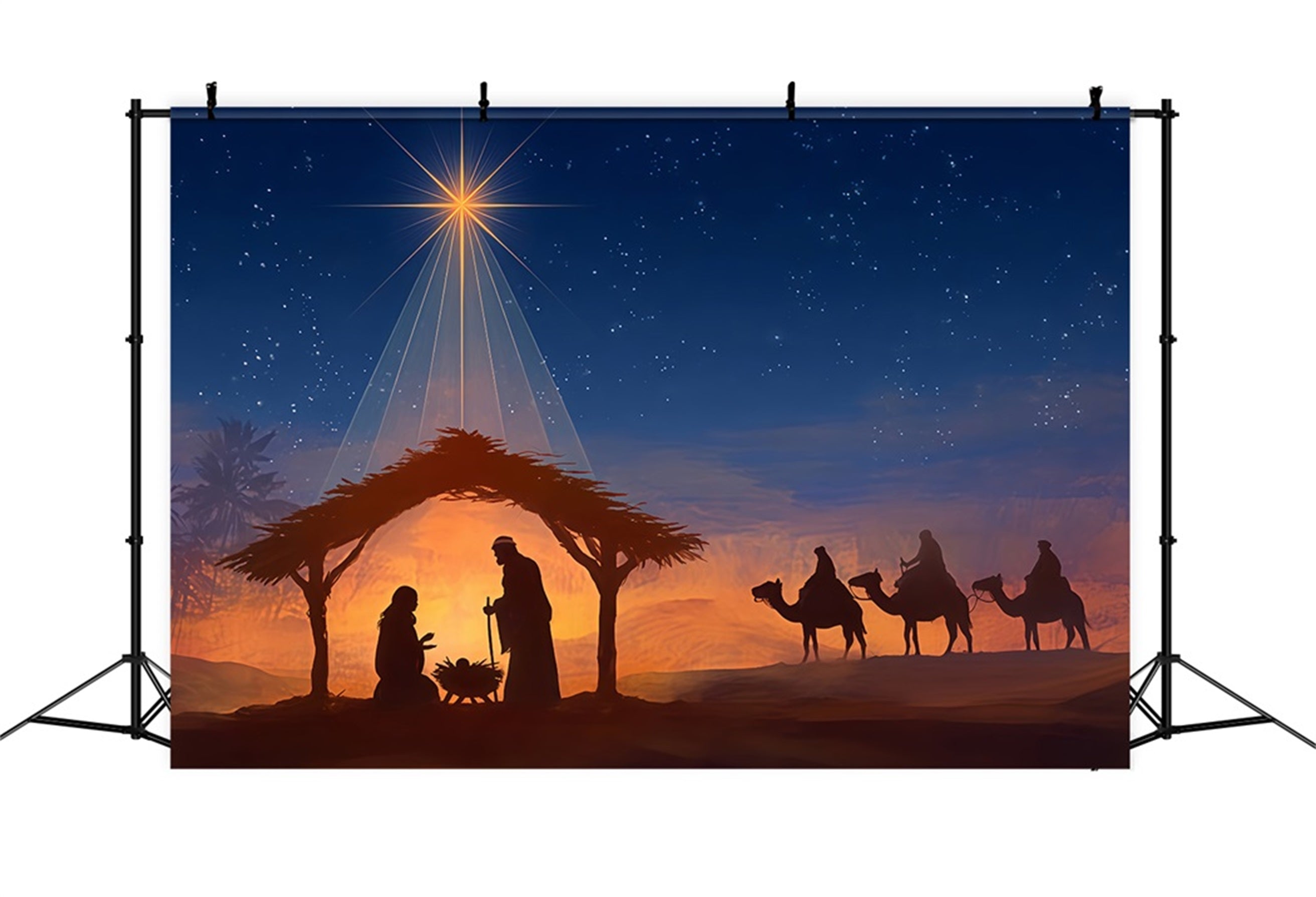 Nativity Backdrop Bethlehem Star Night Journey Christmas Backdrop TWW510-88