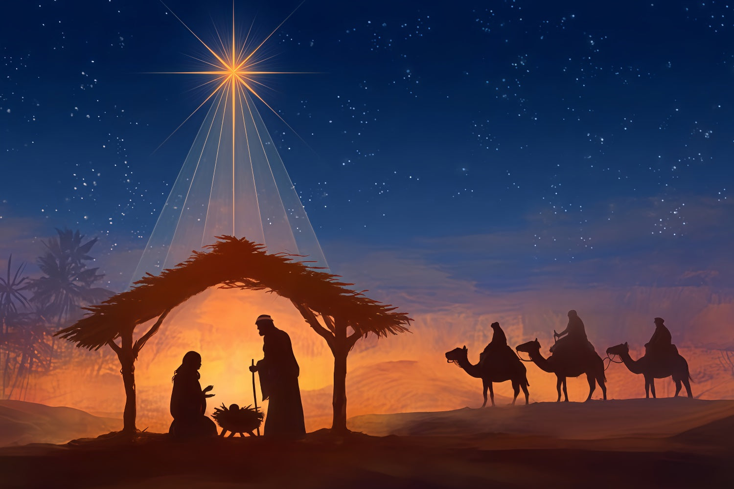 Nativity Backdrop Bethlehem Star Night Journey Christmas Backdrop TWW510-88