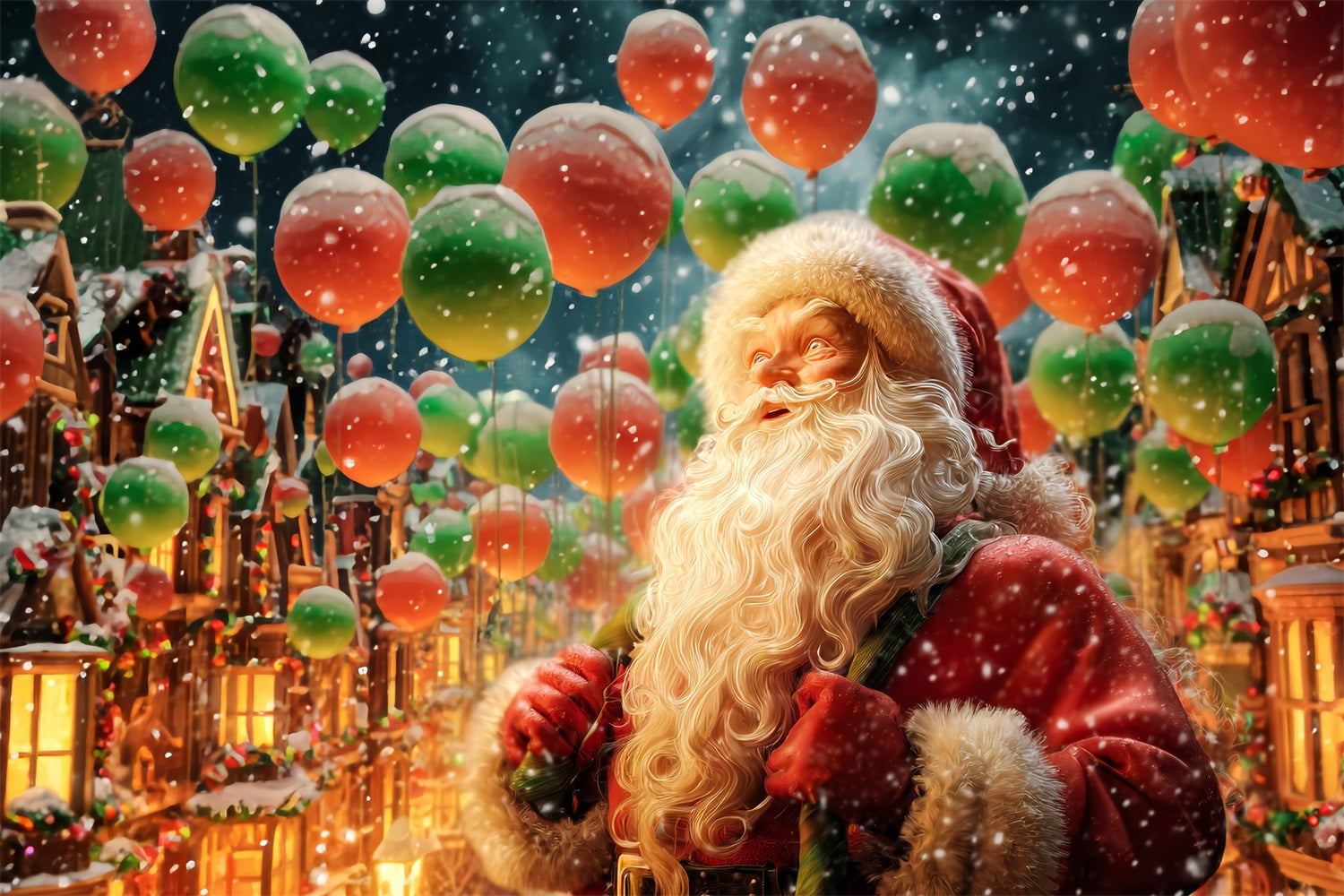 Santa Claus Backdrop Santa Balloons Winter Parade Christmas Backdrops Sale TWW510-92