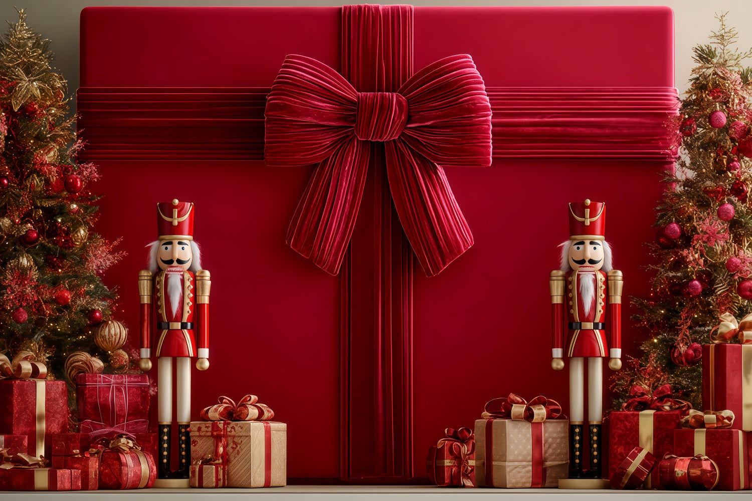 Giant Bow Backdrop Giant Gift Nutcracker Display Christmas Backdrops TWW510-97